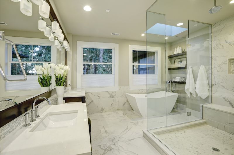 Luxurious shower with glass enclosure